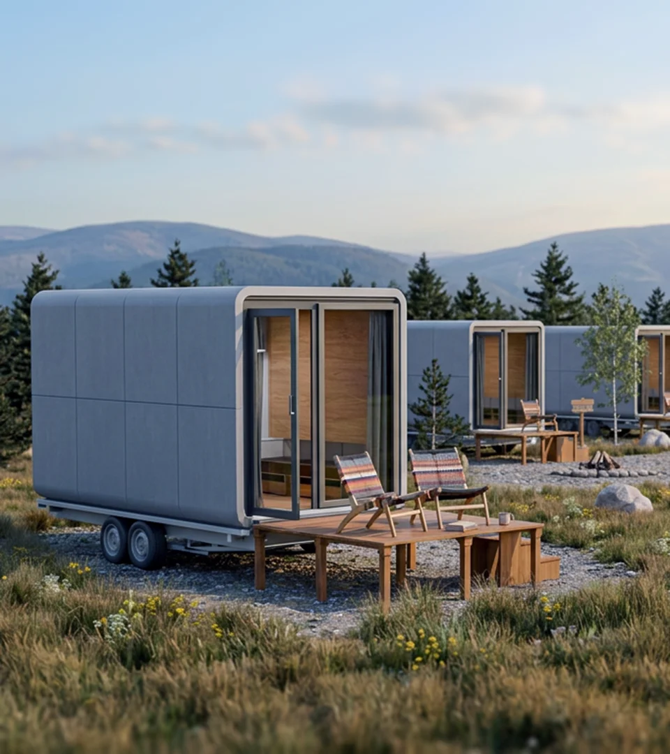 NOMAD Microlodges als Glamping-Reihe in der Landschaft